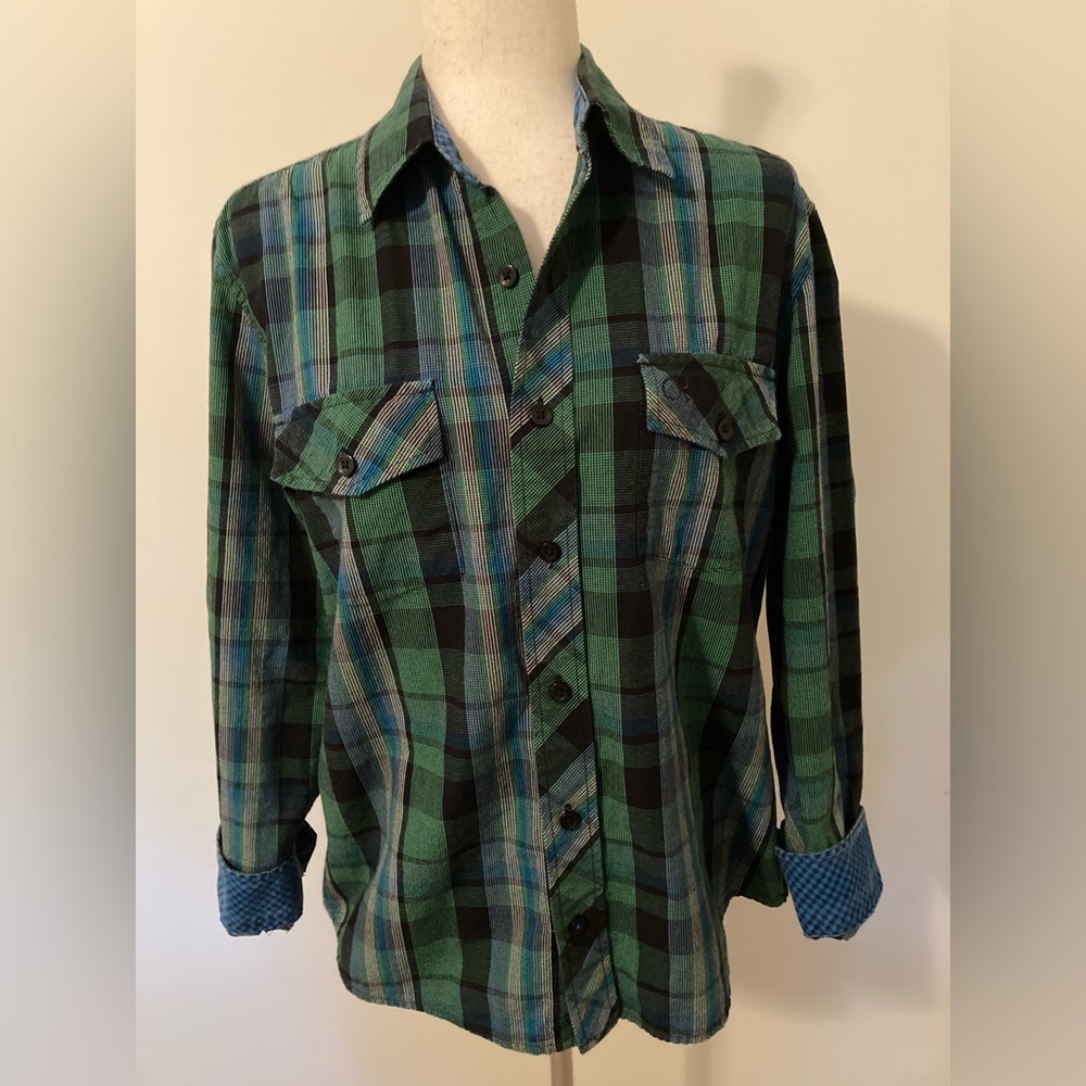 OP Women’s Plaid Button Up Shirt. Size M